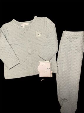 T.J.Maxx Quilted Light Blue Bear Sleep Set. Size 9 months